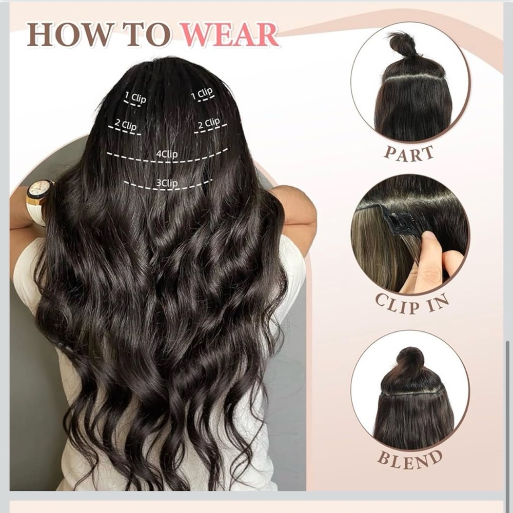 Luxurious Brown Clip-In Hair Extensions 6PC